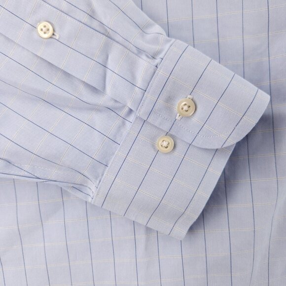 Brooks Brothers Blue Non-Iron Check Slim 17 2/3 Cotton Button Up Shirt Men Adult - Picture 4 of 16